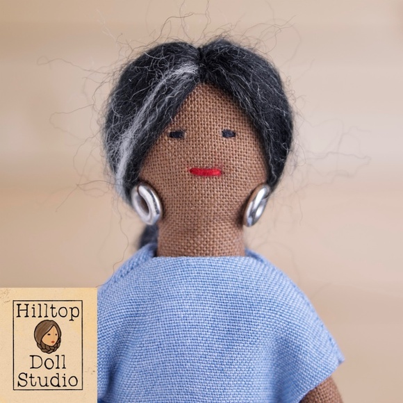 Mini Fabric Doll "Ava" Handcrafted Textile Cloth Heirloom Primitive Doll - Picture 5 of 8